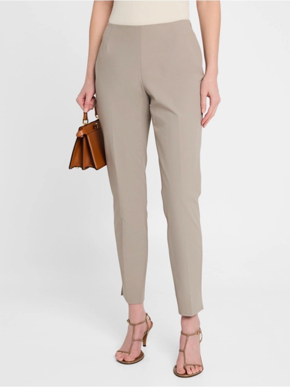 Lafayette 148 Stanton Khaki Stretch Twill Pants Size 8 Luxury Workwear Tan NWOT